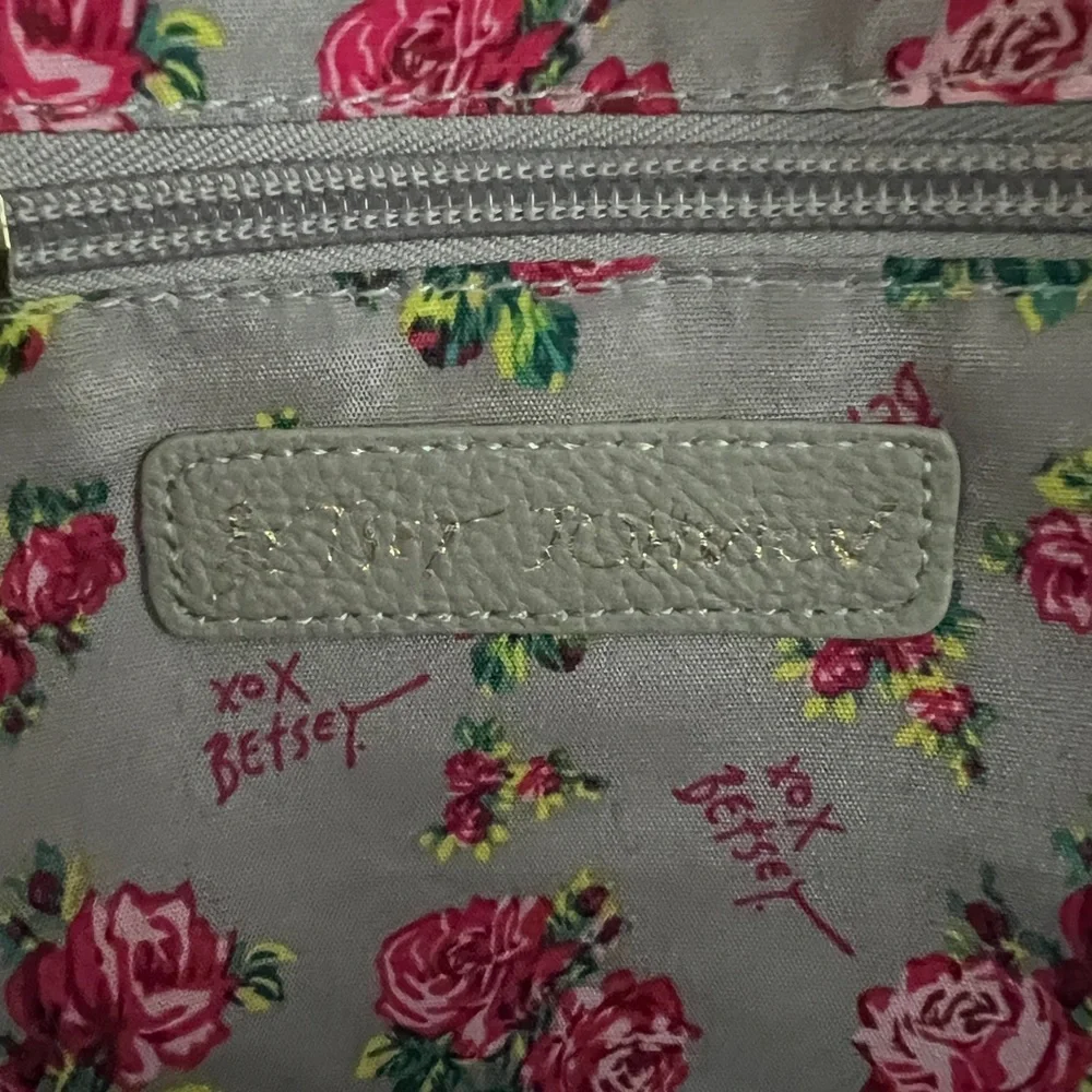 Betsey Johnson Pink and Gray True to Your Heart Quilted Backpack Diaper Bag‎